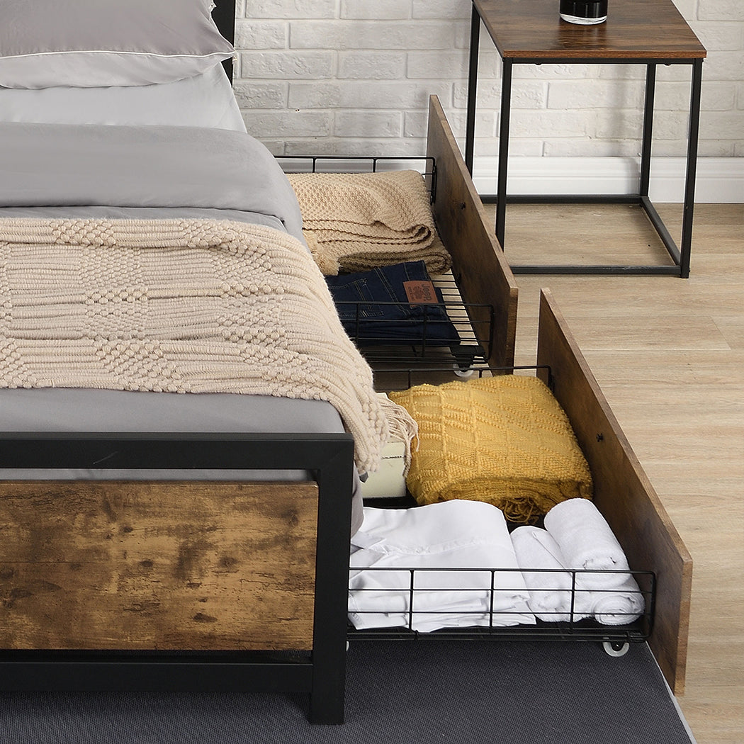 Levede 4 Double Bed Frame Storage Drawers