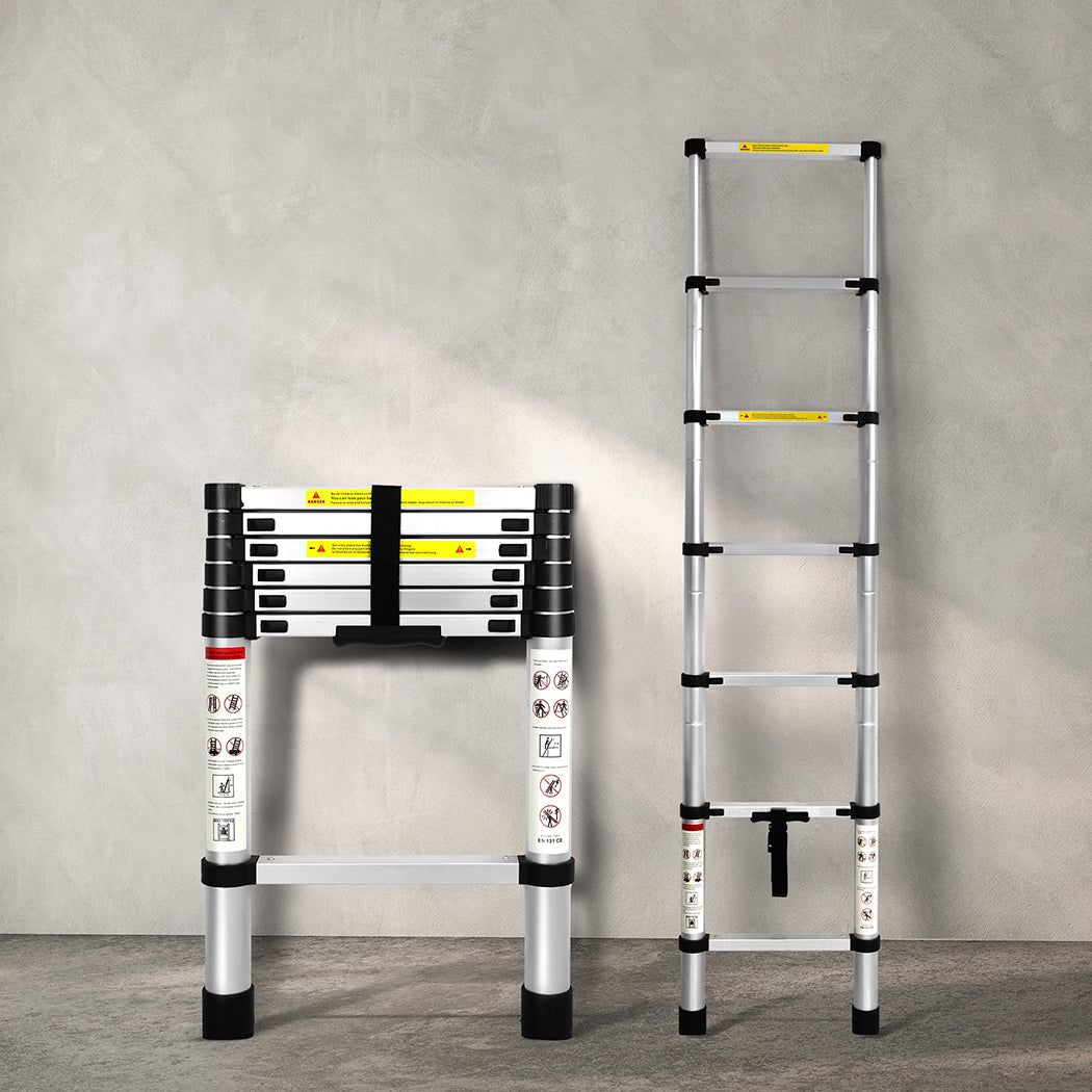 Traderight Multipurpose Ladder Telescopic 2M Silver 2 Meter