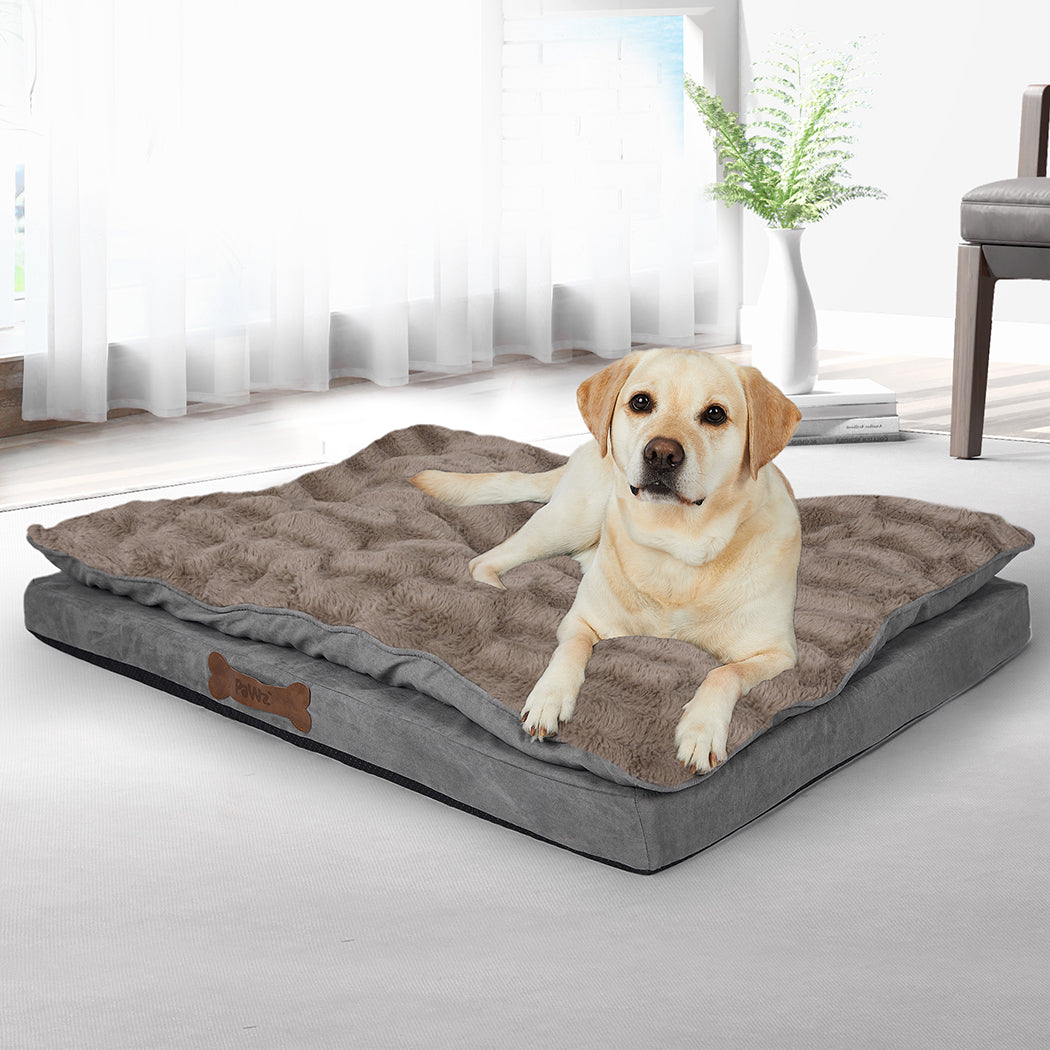 Dog Calming Bed Warm Soft Plush Comfy XL Khaki X-Large
