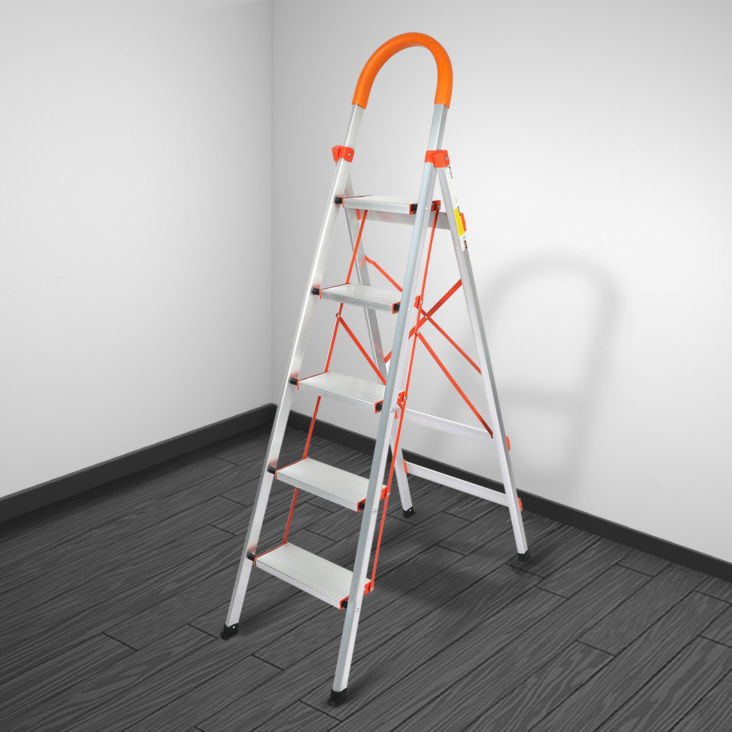 Traderight 5 Step Ladder Folding Aluminium