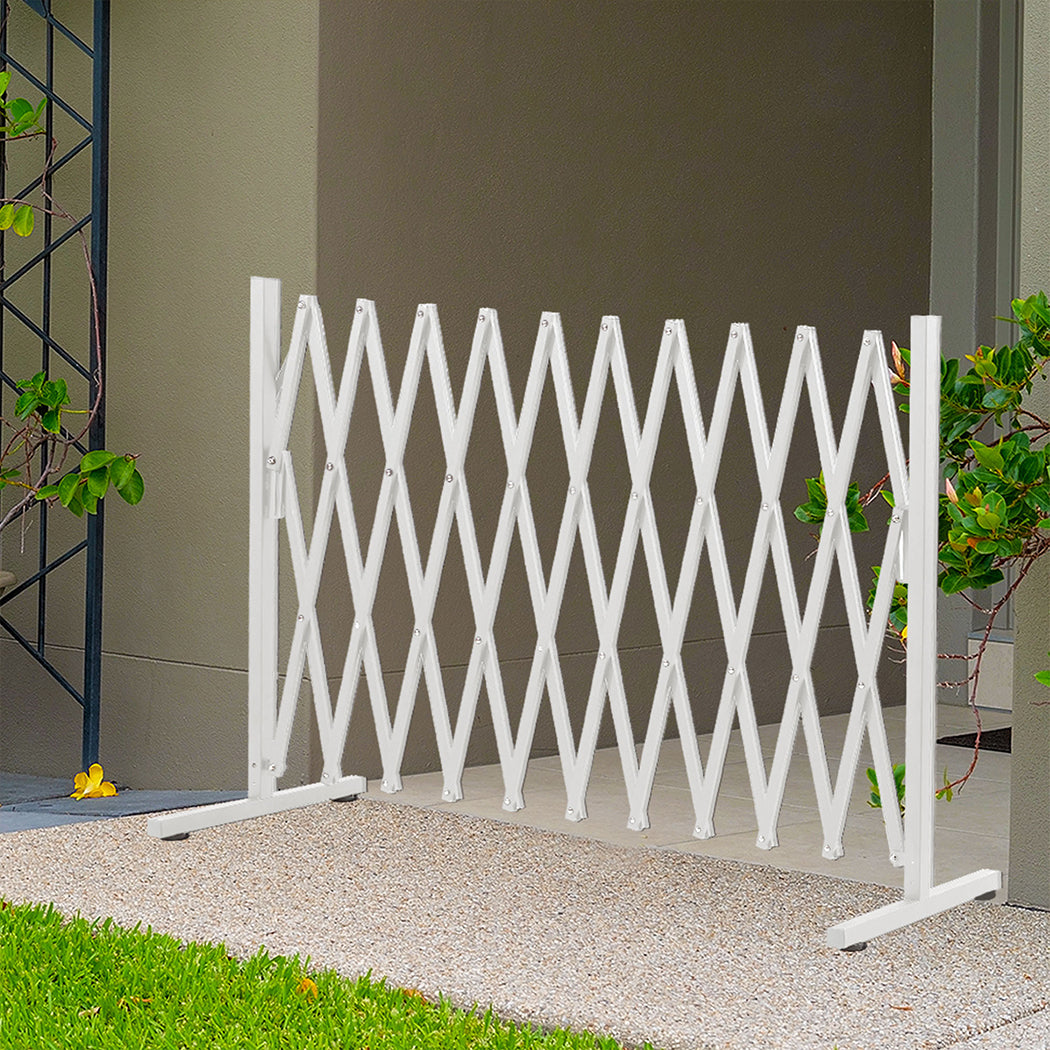 Garden Security Fence Gate Expandable White