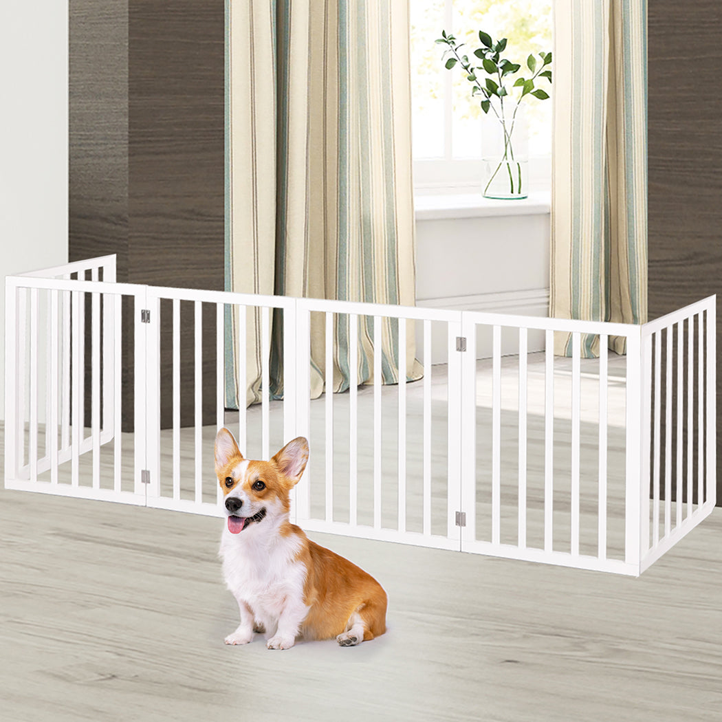 PaWz Wooden Pet Gate Dog Fence Safety White 100 Pack
