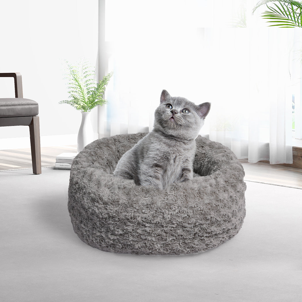 PaWz Calming Dog Bed Warm Soft Plush S Grey Small