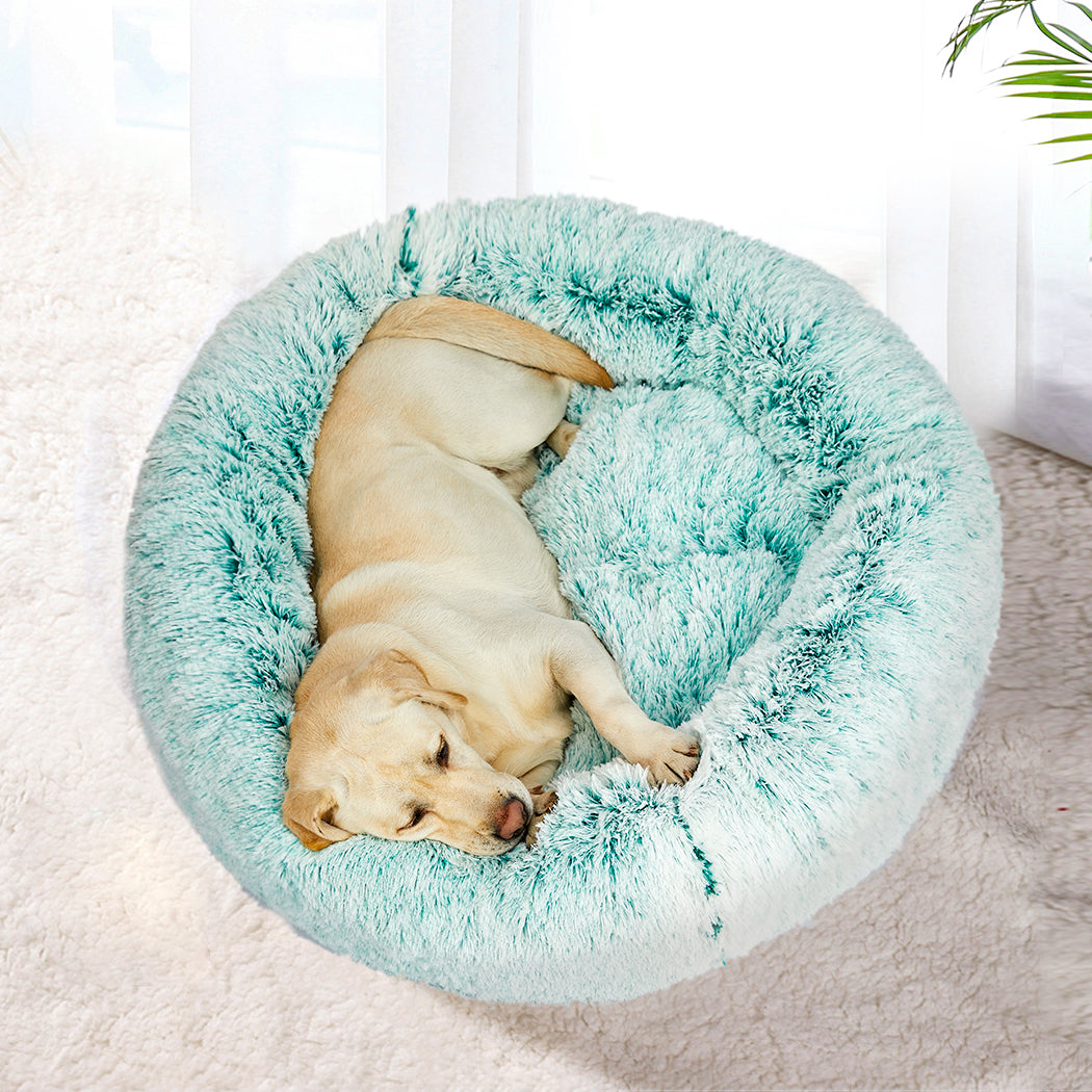 PaWz Pet Bed Cat Dog Donut Nest Calming M Teal Medium