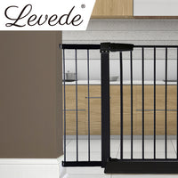 Levede Baby Safety Gate Adjustable Pet Black 20cm Extension