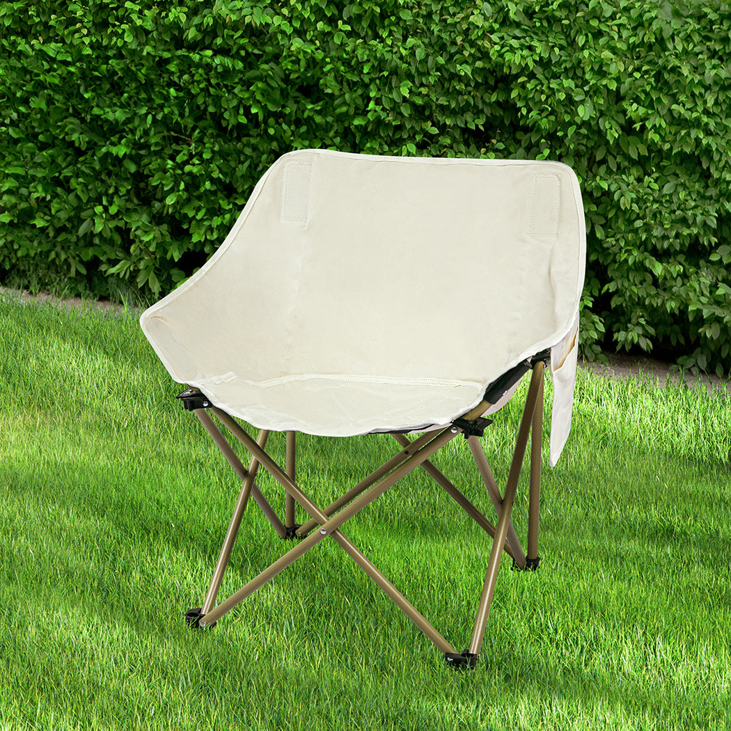 Levede Folding Camping Moon Chair Lightweight Beige