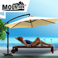 Mountview 3M Outdoor Umbrella Cantilever Beige Without Base