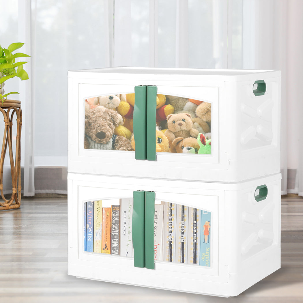 Foldable Storage Box Stackable Container Green