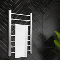 Heated Towel Rail Warmer Rack Wall Mounted Silver