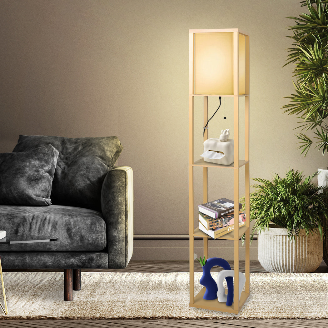 EMITTO Floor Lamp LED Storage Shelf Khaki