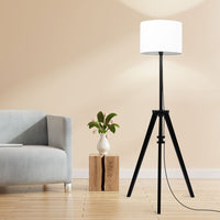 EMITTO Wooden Floor Lamp Modern Tripod Black