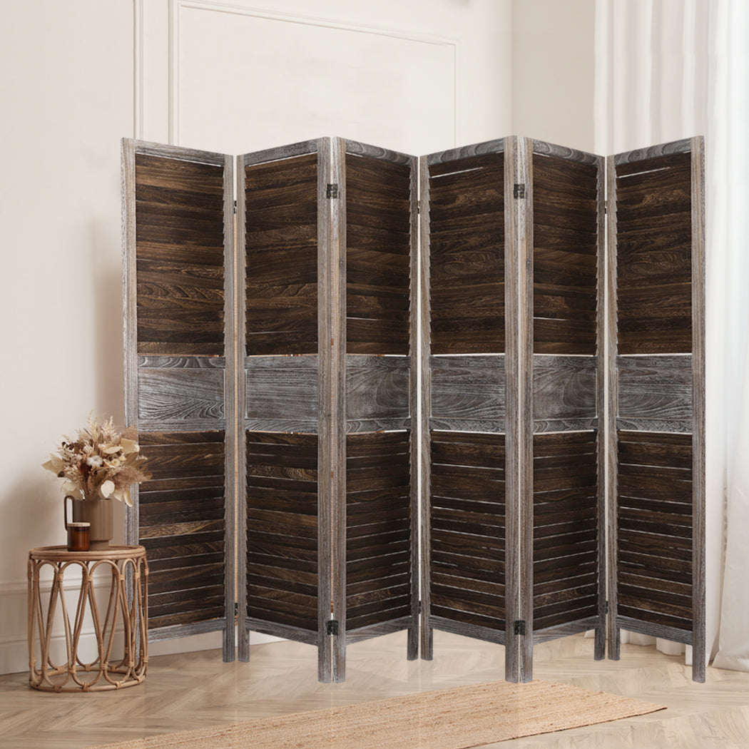 Levede Room Divider 6 Panel Folding Brown