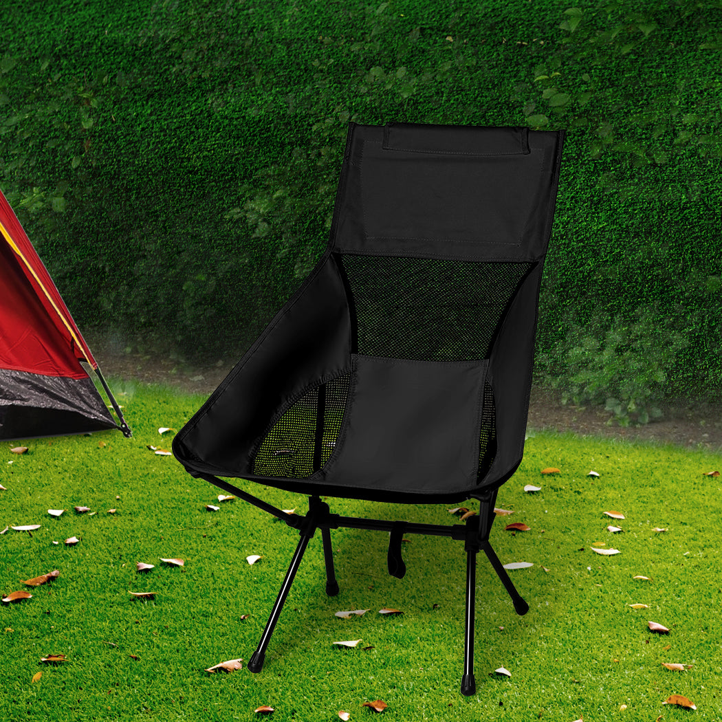 Levede Camping Chair Folding Outdoor Large Black