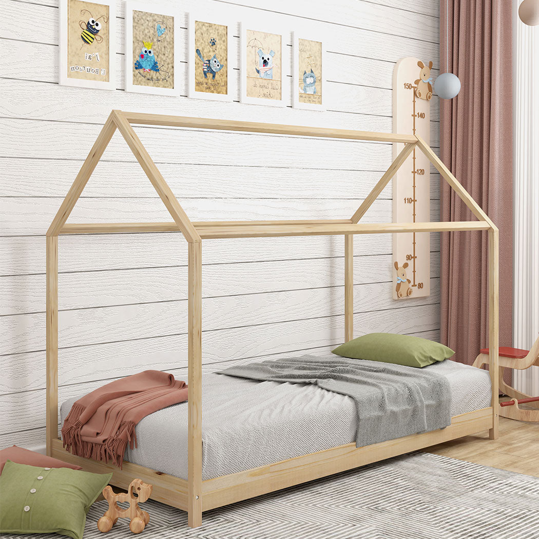 Levede Bed Frame Single Wooden Timber Nature Natural