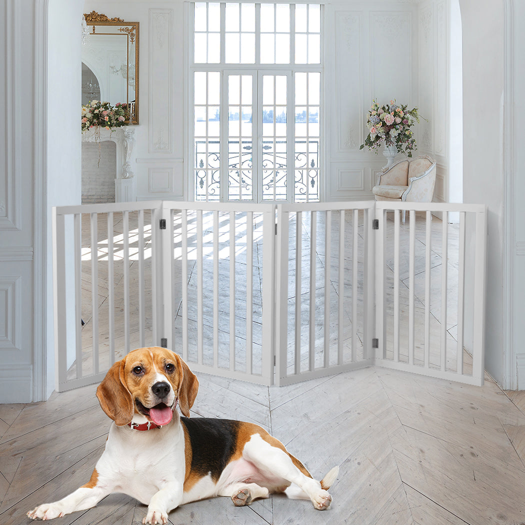 Wooden Pet Gate Dog Fence Retractable White 600x 3MM