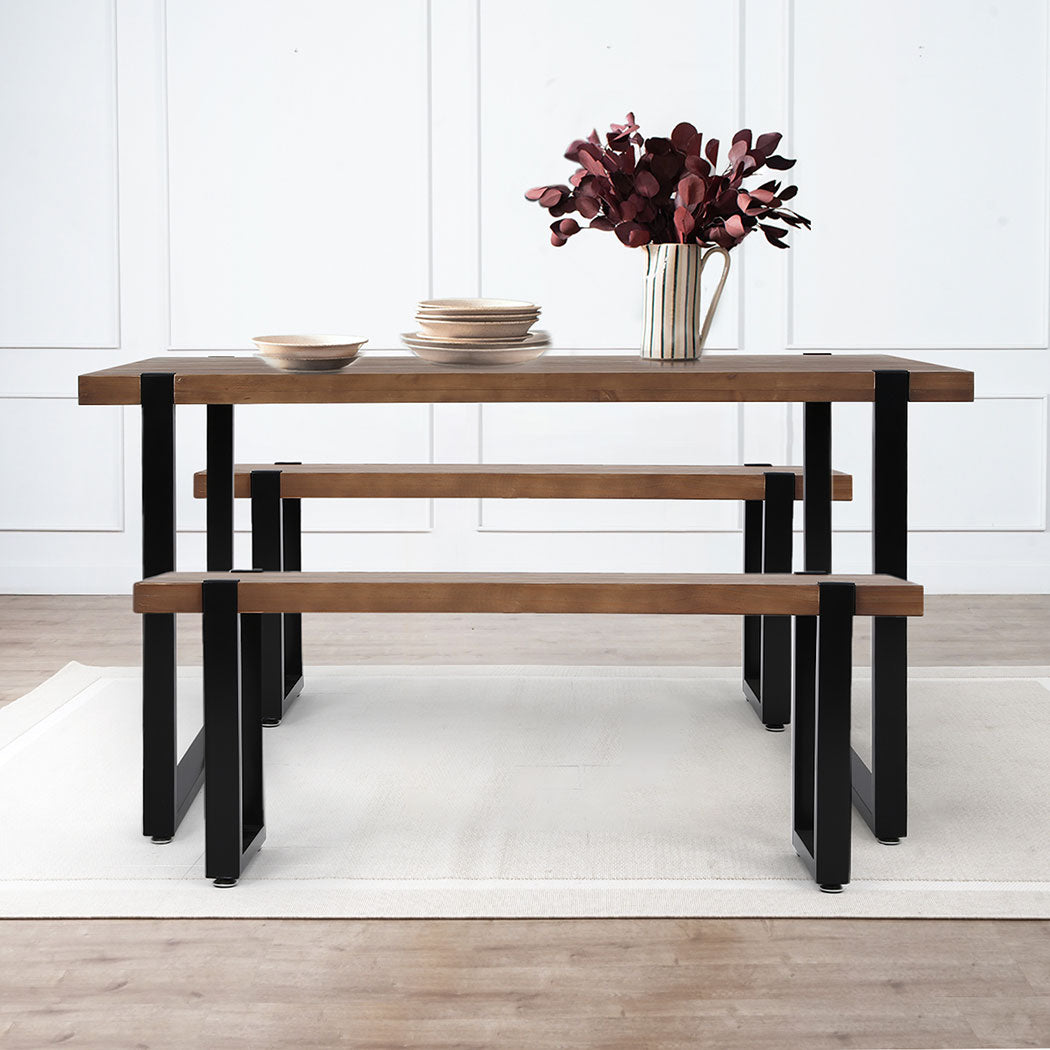 Levede Wooden Dining Sets 1XTable+2X