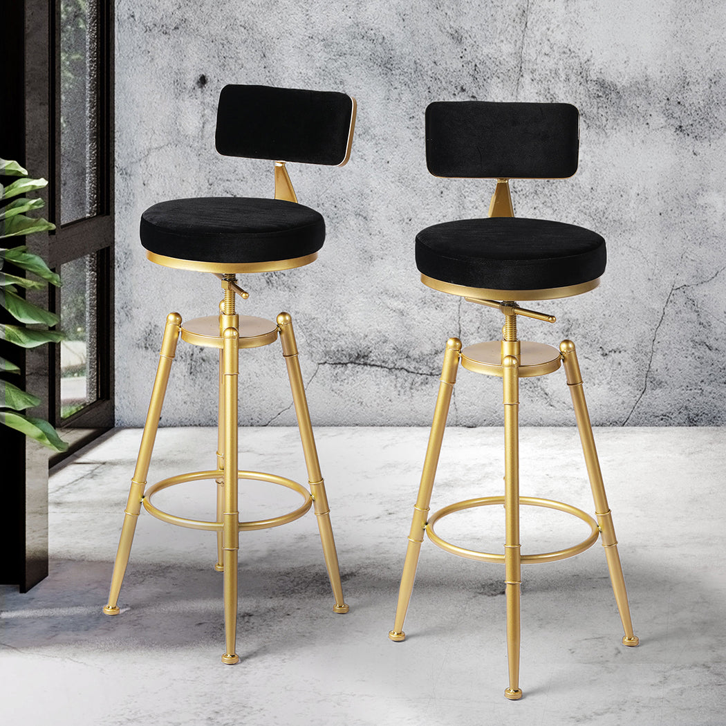 Levede 1x Velvet Bar Stools Kitchen Black