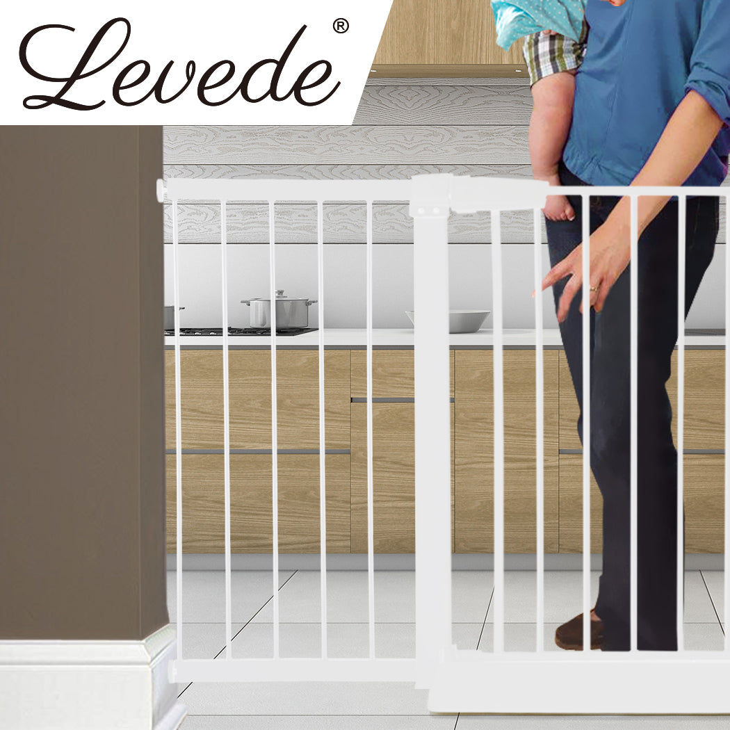 Levede Baby Safety Gate Adjustable Pet White 45cm Extension