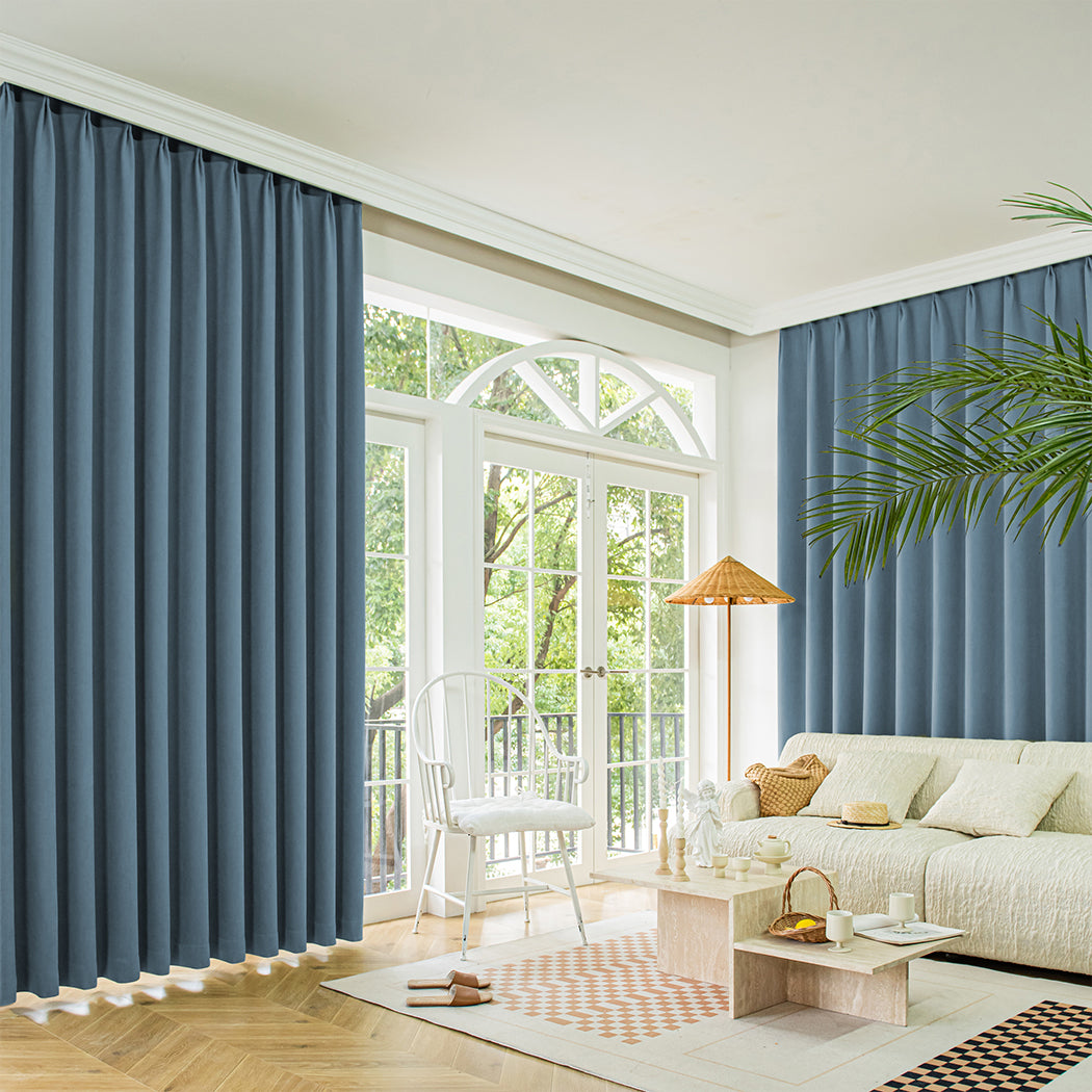 Marlow 2XBlockout Curtains Chenille 132x250 Blue