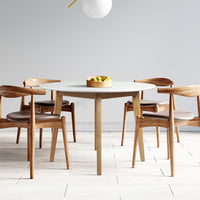 Levede Dining Table Round Rubberwood Base 120cm White 120 CM