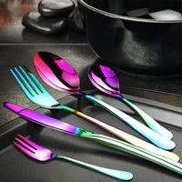 Stainless Steel Cutlery Set Glossy Knife Rainbow