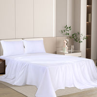 Dreamz 4pcs Double Size 100% Bamboo Bed Sheet Set in White Colour