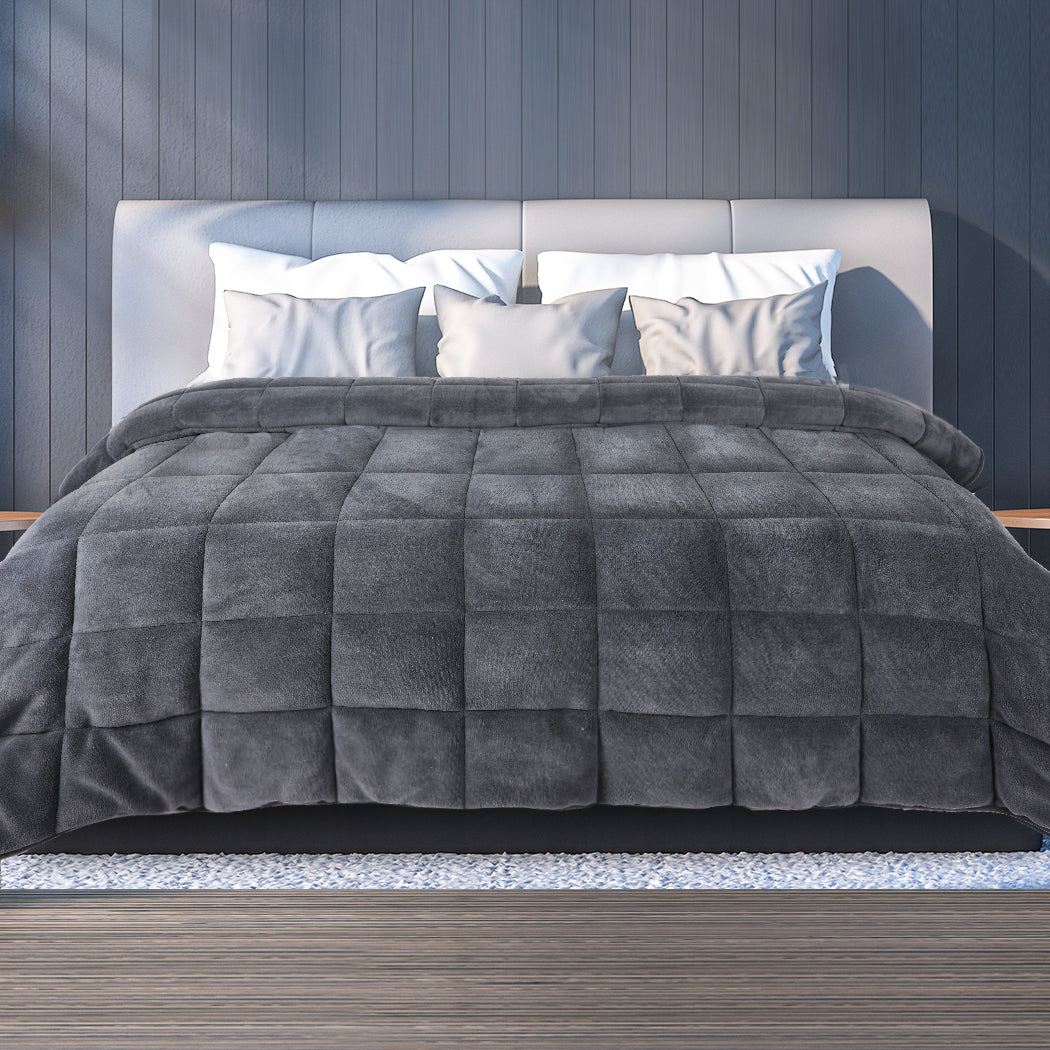 DreamZ Quilt Doona Comforter Blanket Grey Super King