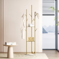 Levede Coat Rack Clothes Stand 8 Hook Organizer Gold