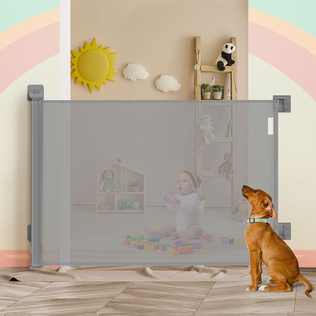 BoPeep Retractable Baby Safety Gates 300cm Grey 300 cm