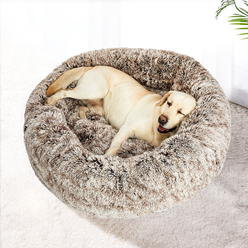 PaWz Pet Bed Cat Dog Donut Nest Calming XL Brown X-Large