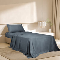 Dreamz 3pcs Sinigle Size 100% Bamboo Bed Sheet Set in Charcoal Colour Single