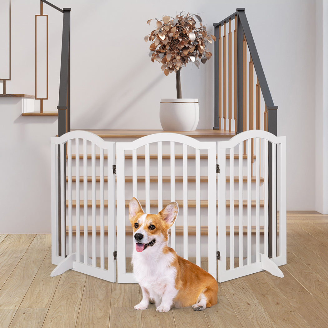 PaWz Wooden Pet Gate Dog Fence Safety White