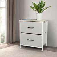 Levede Chest of 2 Drawers Bedside Table Beige