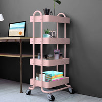 Levede 4 Tiers Kitchen Trolley Cart Pink