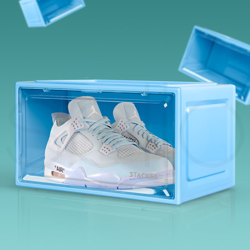 Stacked Sneaker Display Case Shoe Storage Blue