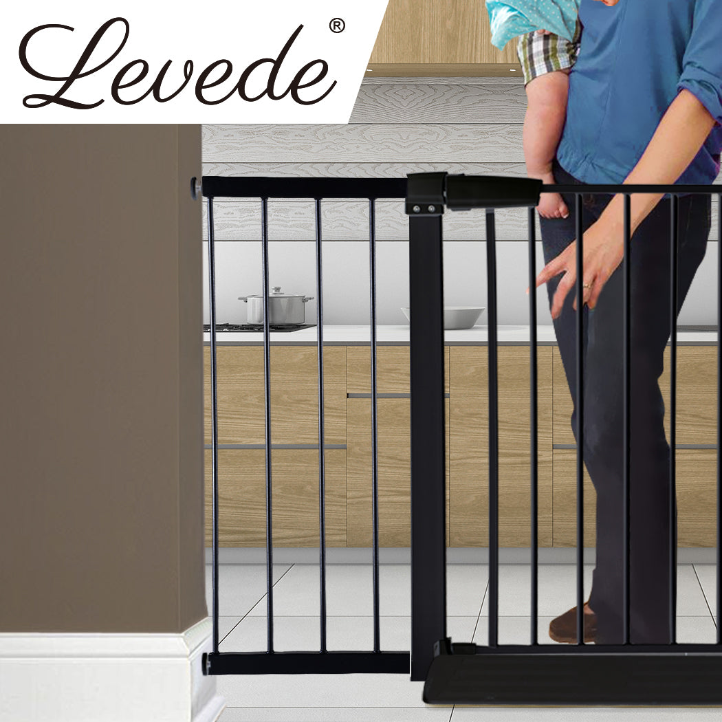 Levede Baby Safety Gate Adjustable Pet Black 30cm Extension