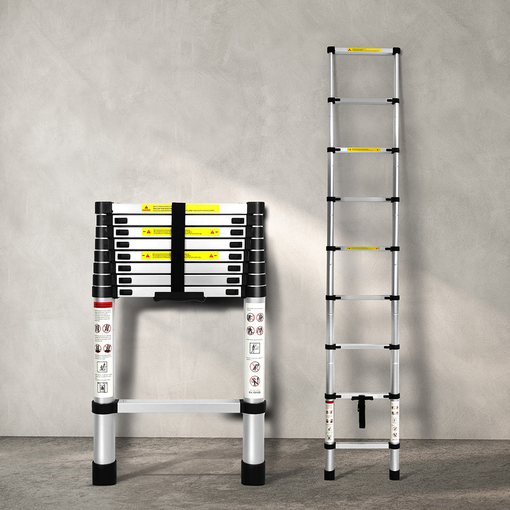 Traderight Multipurpose Ladder Telescopic 2.6M Silver 2.6 Meter