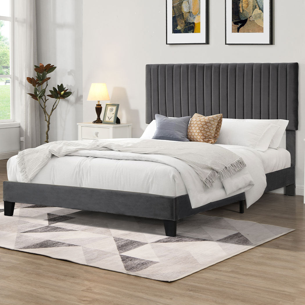 Levede Bed Frame Queen Size Mattress Grey