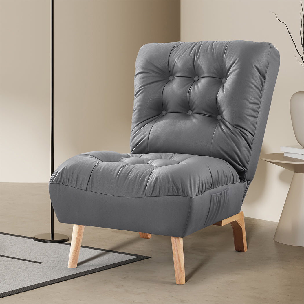 Levede Accent Chair Sofa Recliner Adjustable Grey
