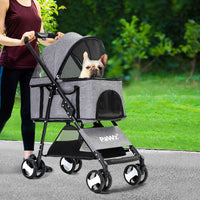 PaWz Large Pet Stroller Dog Cat Travel Grey