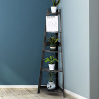 Levede 5 Tier Corner Shelf Wooden Storage Black