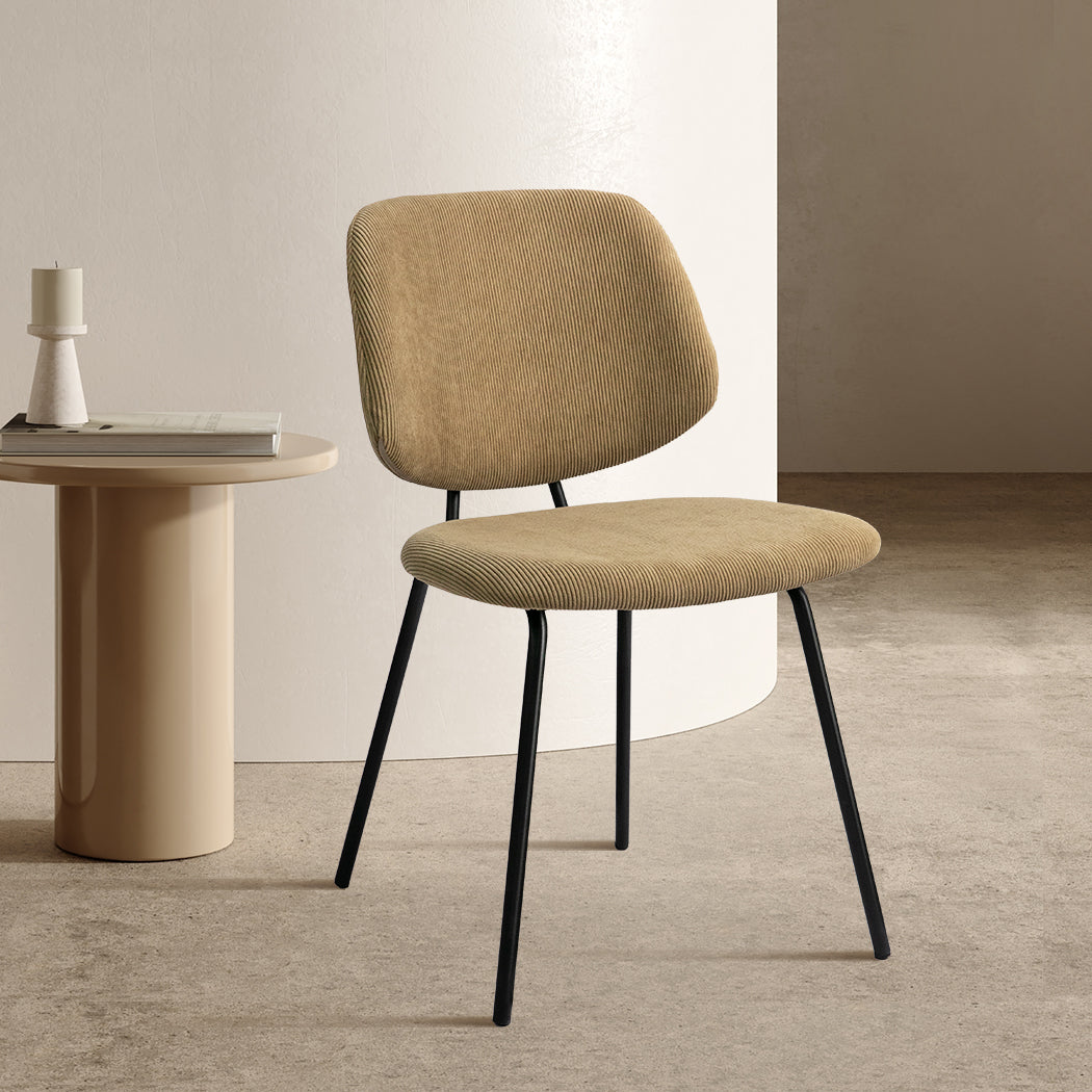 Levede 4x Dining Chairs Padded Seat Khaki