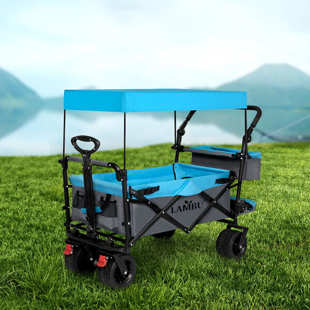 Lambu Camping Cart Garden Trolley 150KG Load Blue