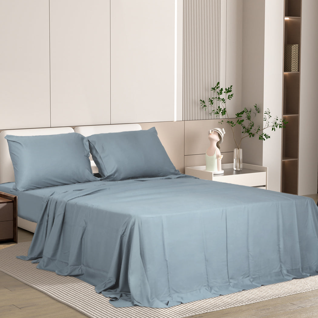 Dreamz 4pcs Double Size 100% Bamboo Bed Sheet Set in Grey Colour