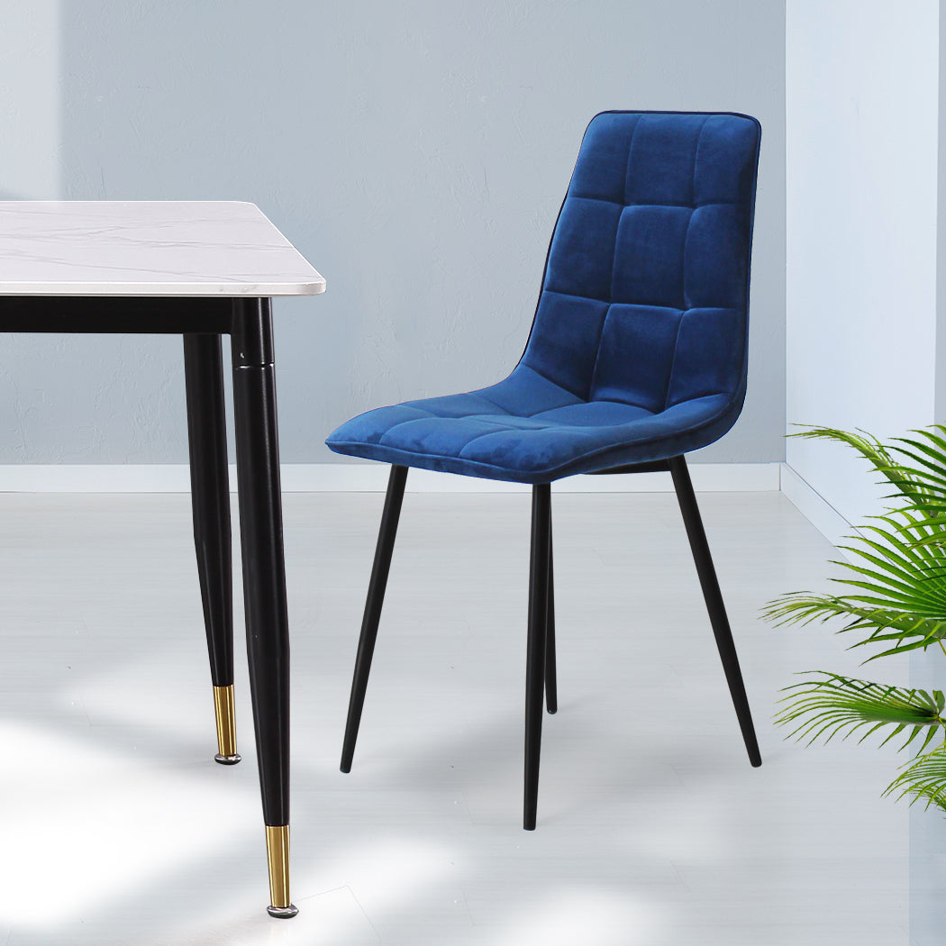 Levede 4x Dining Chairs Kitchen Velvet Blue