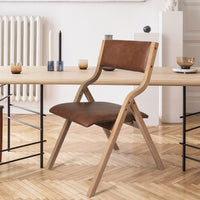 Levede 2x Dining Chairs Foldable PU Brown