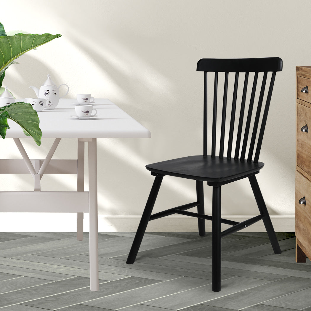 Levede 2x Dining Chairs Kitchen Winsor Black