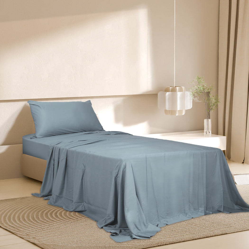 Dreamz 3pcs Sinigle Size 100% Bamboo Bed Sheet Set in Grey Colour Single