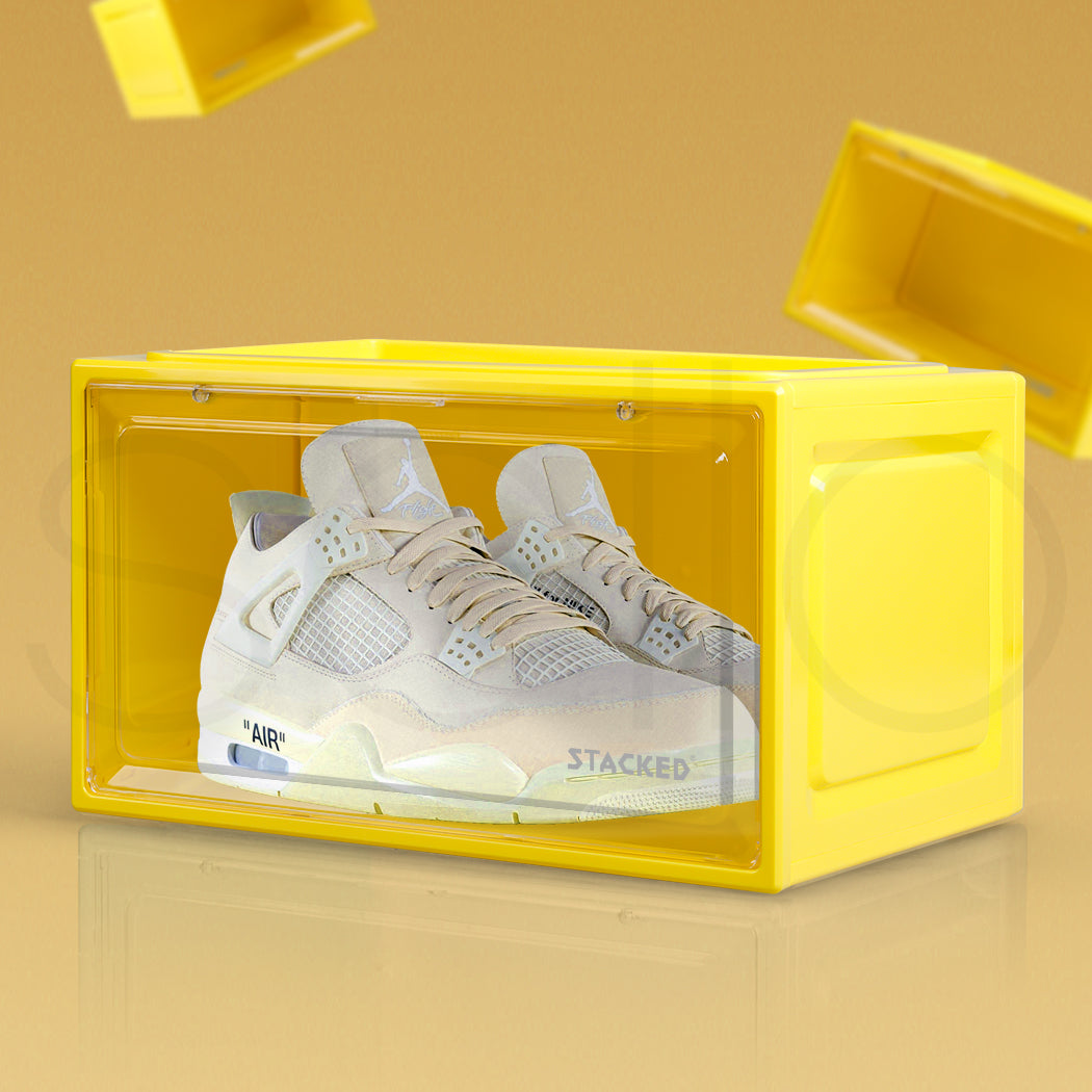 Stacked Sneaker Display Case Clear Shoe Yellow