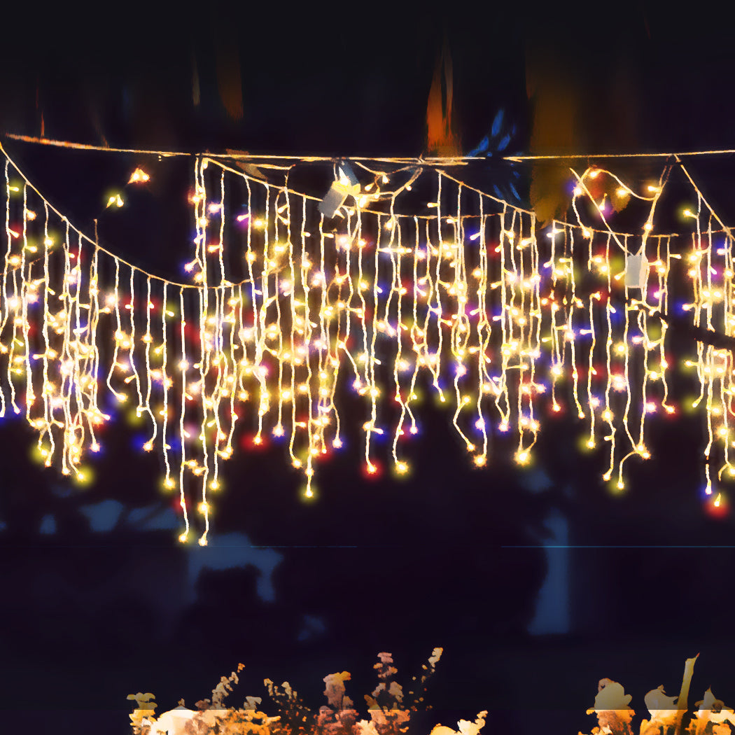 300 LED Curtain Fairy String Lights Multi Colour